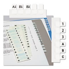 Redi-Tag 31005 Side-Mount Self-Stick Plastic A-Z Index Tabs 1 inch White 104/Pack