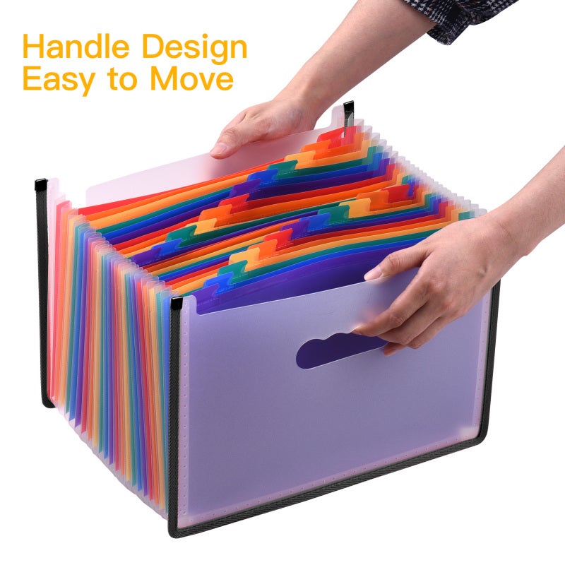 Accordion File Organizer A4 Letter Size 24 Pockets Expanding File Folder - Durable Waterproof PP Material Document Folder With Colorful Tabs for Home Office - Image 5