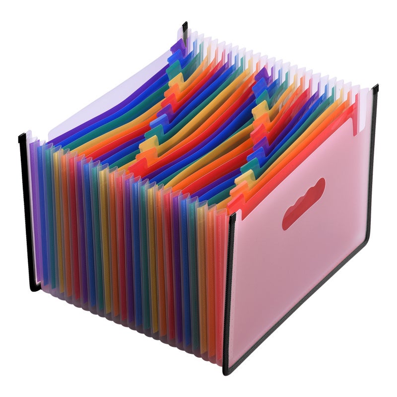 Accordion File Organizer A4 Letter Size 24 Pockets Expanding File Folder - Durable Waterproof PP Material Document Folder With Colorful Tabs for Home Office - Image 1