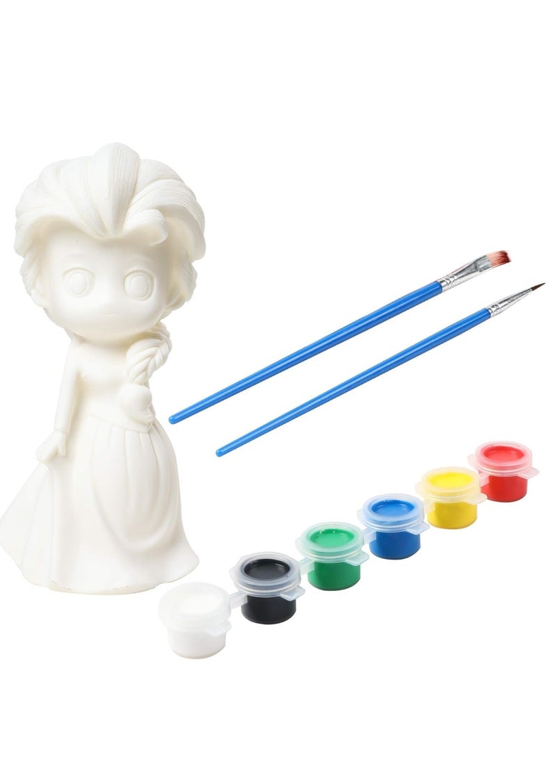 ALPHA DREAM - Paint Your Own Elsa Coin Bank for Girls, Princess Money Box Kits for Kids, DIY Craft Paint Art Supplies - Image 1