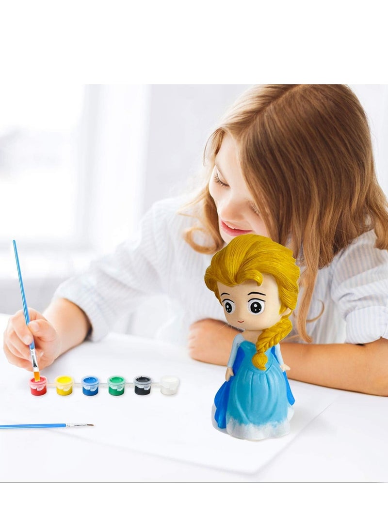 ALPHA DREAM - Paint Your Own Elsa Coin Bank for Girls, Princess Money Box Kits for Kids, DIY Craft Paint Art Supplies - Image 1