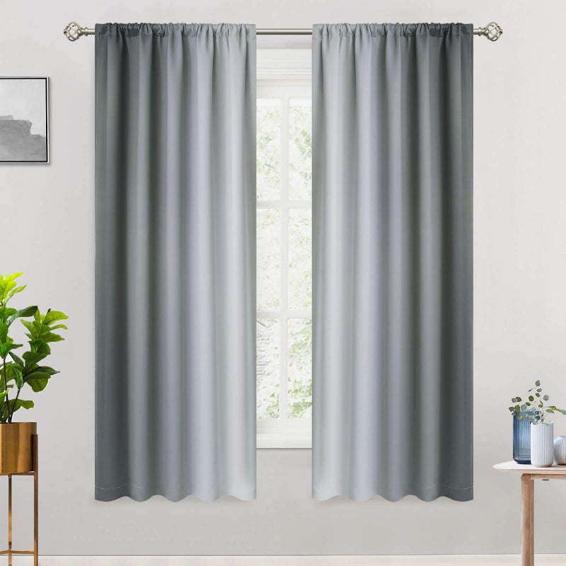 COSVIYA Rod Pocket Ombre Room Curtains 63 inch Length Gray and Greyish White Gradient Drapes Light Blocking Insulated Thermal Window Curtains for BedroomLiving Room2 Panels52x63 inches