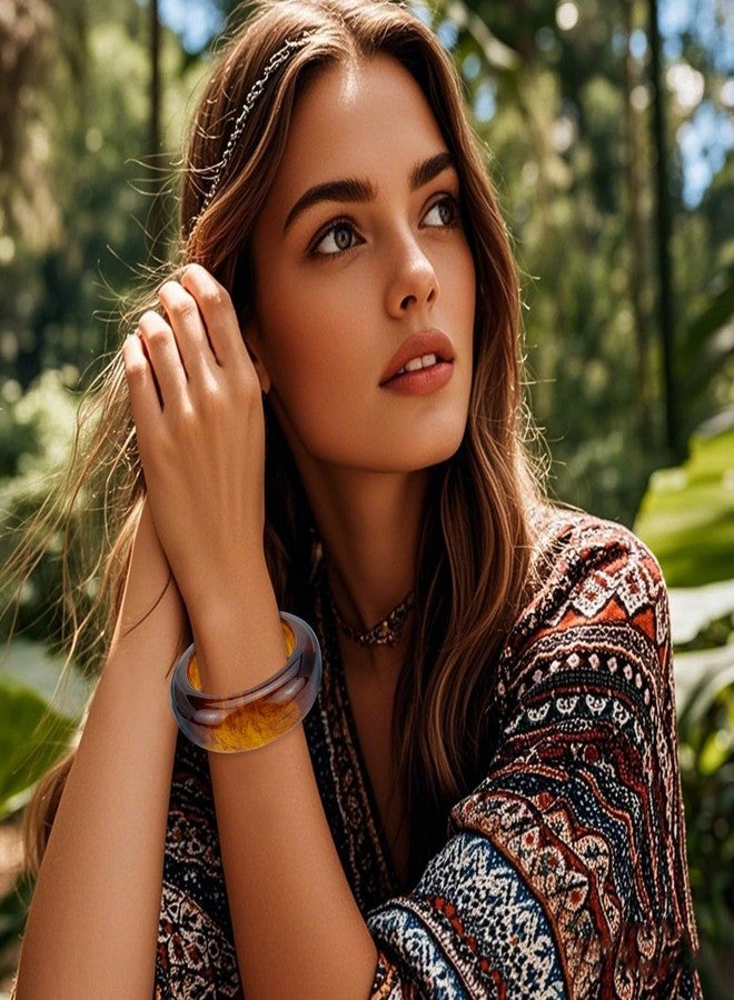 أساور YBMYCM أكريليك سميكة للنساء، أساور معصم هندسية غير منتظمة من الراتنج، قابلة للتكديس، هدية مجوهرات - Image 2