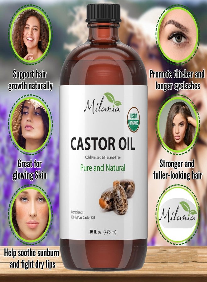 MILANIA Organic Castor Oil - Glass Bottle - Cold Pressed & Hexane-Free (16 fl. oz.) - Image 4