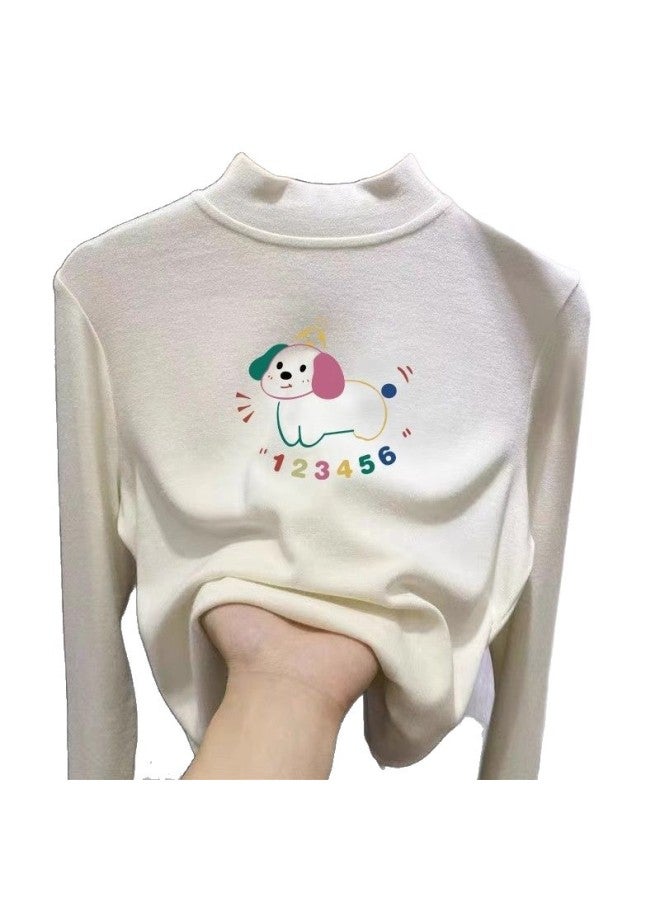 Double-sided German Velvet Bottoming Shirt For Older Children, Autumn And Winter Girls' Clothing, Long-sleeved T-shirt, Half Turtleneck, Boys' Warm Top - Image 5