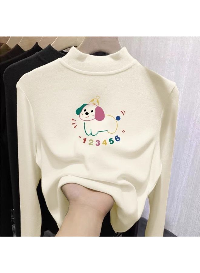 Double-sided German Velvet Bottoming Shirt For Older Children, Autumn And Winter Girls' Clothing, Long-sleeved T-shirt, Half Turtleneck, Boys' Warm Top - Image 2
