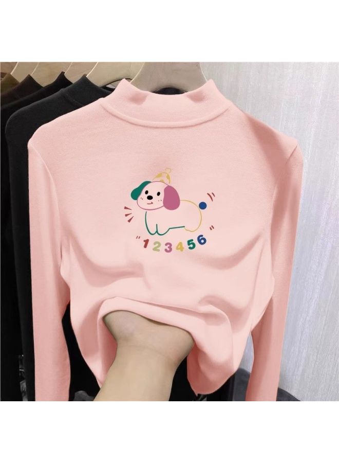 Double-sided German Velvet Bottoming Shirt For Older Children, Autumn And Winter Girls' Clothing, Long-sleeved T-shirt, Half Turtleneck, Boys' Warm Top - Image 3