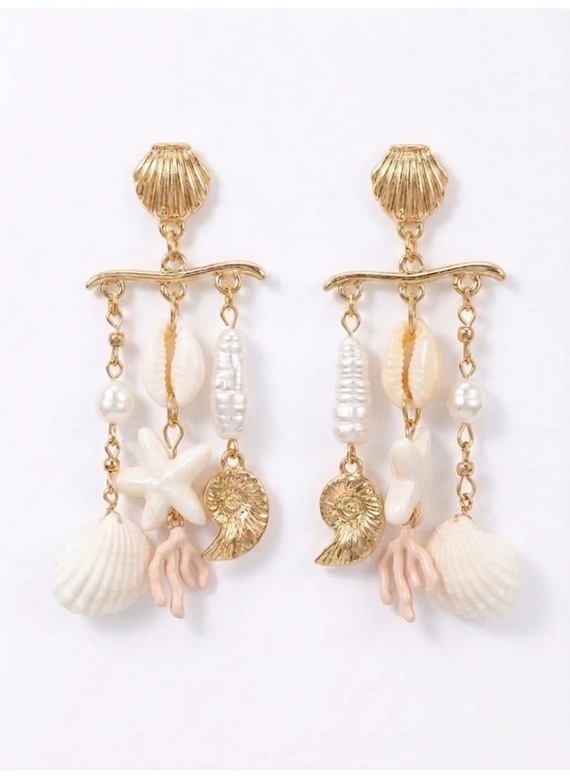 Urban Jewel Summer Shells Dangle Earrings - Image 1