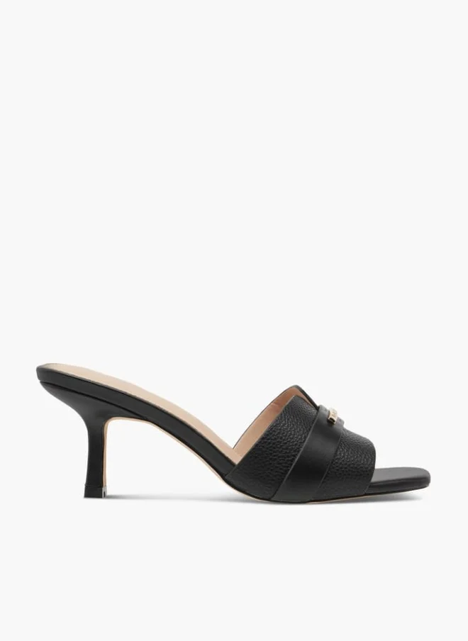 Flora Bella By Shoexpress Flora Bella Textured Slip-On Sandals With Flared Heels