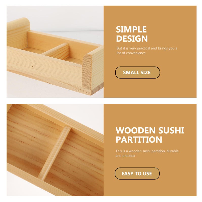 Wooden Sushi Plate With Dividers Japanese Style Sashimi Serving Tray Kitchen Dishware - Image 4