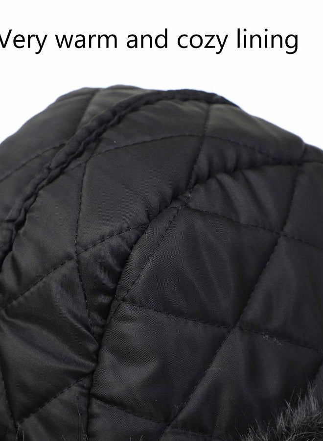 LA CARRIE Women's Faux Fur Hat Russian Cossack Pompom Cap for Winter Ski Snow(Leopard) - Image 4