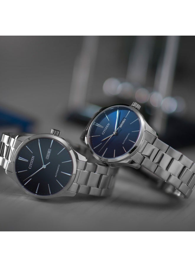 سيتيزن Mechanical Day & Date Automatic Men's Watch NH8350-83L, 40 mm Blue Dial, Stainless Steel Case & Bracelet, 50 m WR - Image 2
