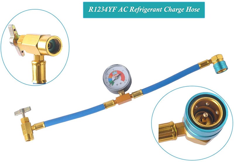 Ketofa R1234YF Refrigerant Charge Hose Kit, R-1234YF AC Refrigerant Can Hose with Gauge, 1/2 LH Can Opener Tap and R1234YF Low Side Adapter - Image 4