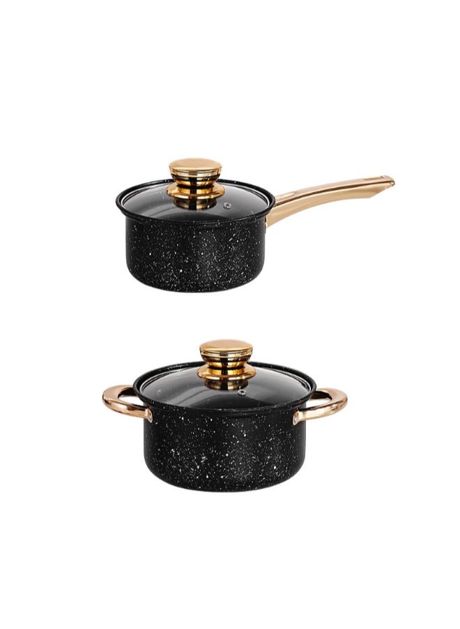 طقم أواني طهي ١٠ قطع، ٤ أواني + ٦ أدوات، طقم أواني طهي غير لاصق. جودة عالية ومتانة. - Image 2