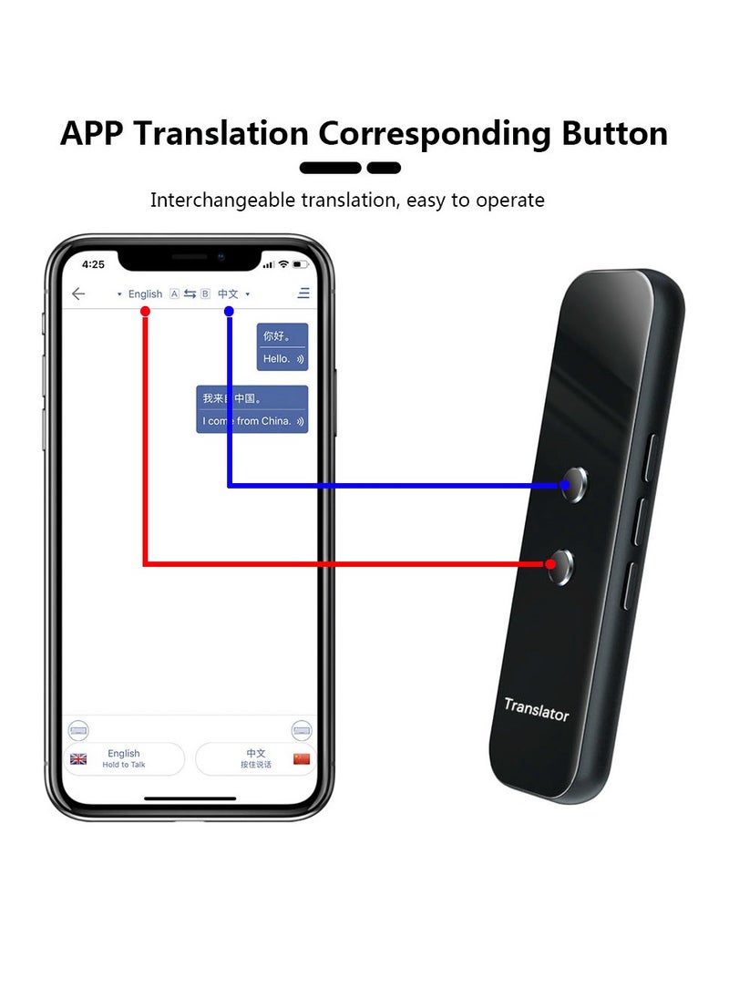 Generic - Intelligent Language Translator Tempered Glass Shell BT 4.2 70+ Languages Ultra Long Standby Chat & Dating & Text Translation - Image 1
