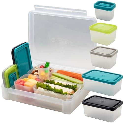Bentology Bento Lunch Box Set w 5 Removable Nesting Containers- Adaptable Inner Compartment Portion Sizes- Meal Prep Snack Holders for Back to School, Leakproof Durable & BPA Free- Dishwasher Safe - Image 1