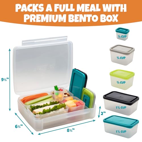 Bentology Bento Lunch Box Set w 5 Removable Nesting Containers- Adaptable Inner Compartment Portion Sizes- Meal Prep Snack Holders for Back to School, Leakproof Durable & BPA Free- Dishwasher Safe - Image 2