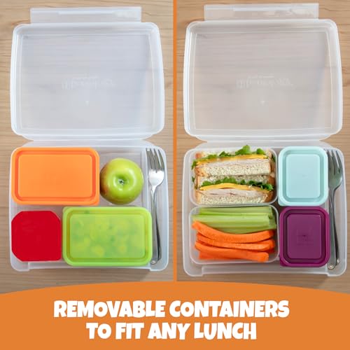 Bentology Bento Lunch Box Set w 5 Removable Nesting Containers- Adaptable Inner Compartment Portion Sizes- Meal Prep Snack Holders for Back to School, Leakproof Durable & BPA Free- Dishwasher Safe - Image 5