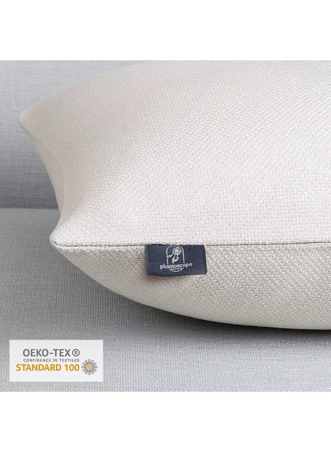 Phantoscope Phantoscope Farmhouse Throw Pillow Covers Triple Button Vintage Linen Solid Decorative Pillow Cover for Couch Bed and Chair Off White 20 x 20 inches 50 x 50 cm Pack of 2  - Image 2