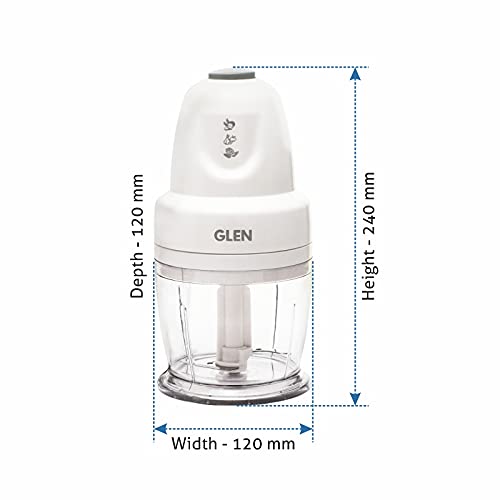 Glen Electric Chopper for Kitchen, 400ml Bowl, 250W Mini Fruit & Vegetable Cutter with Rust-Resistant Stainless Steel Blades, Whisker Disc, Chops Onion & Nuts - White (SA4043_B) - Image 4