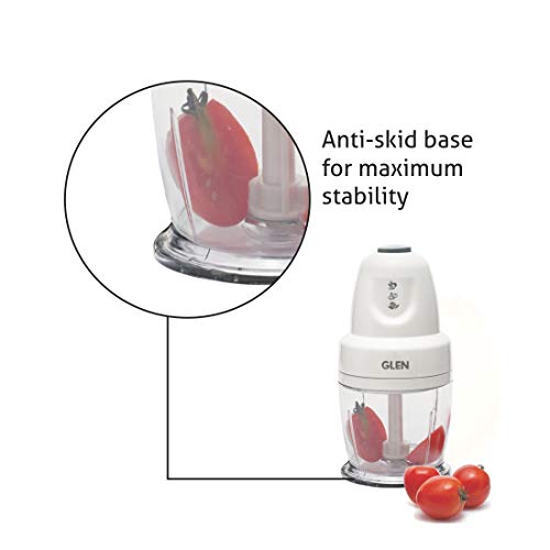 Glen Electric Chopper for Kitchen, 400ml Bowl, 250W Mini Fruit & Vegetable Cutter with Rust-Resistant Stainless Steel Blades, Whisker Disc, Chops Onion & Nuts - White (SA4043_B) - Image 5