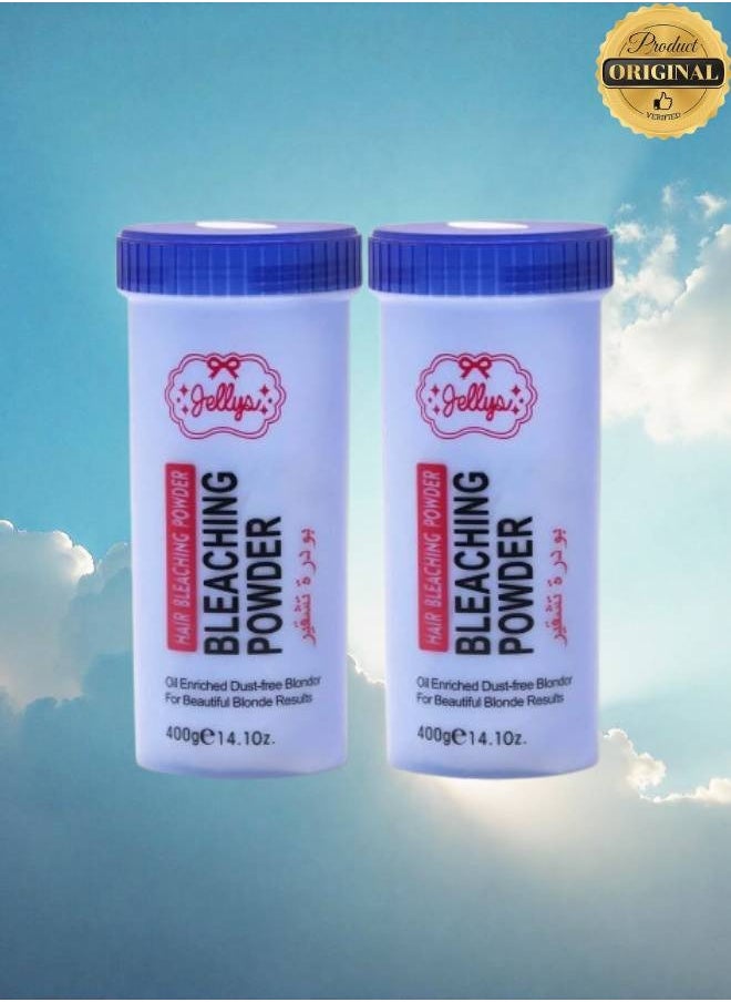 JELLY 2 Pieces Hair Bleaching Powder Oil Enriched Dust Free Blonder For Beautiful Blonde Results 400g  - Image 1