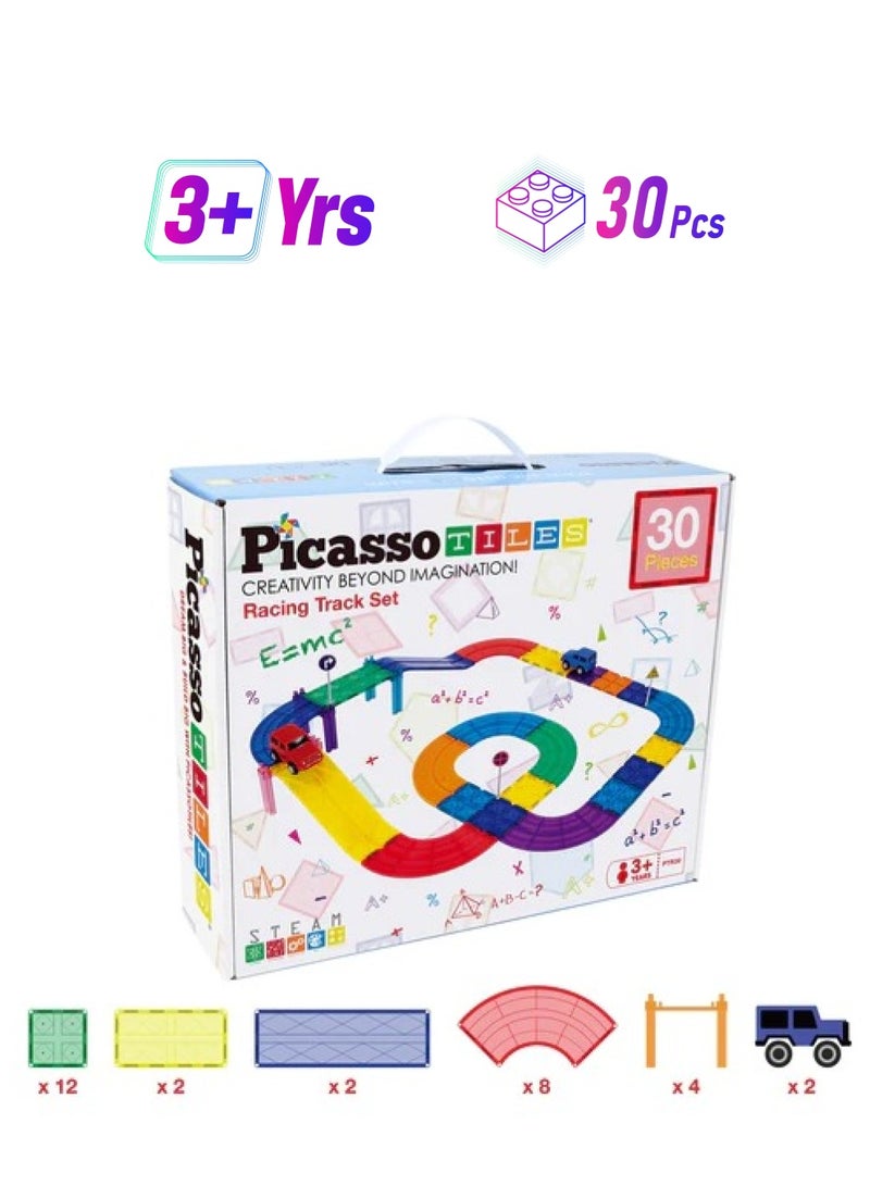 PicassoTiles Picasso Magnetic Race Track 30-Pieces | Building Blocks | Educational Toy Set | Construction Building Kit for Child Brain Development  - Image 1