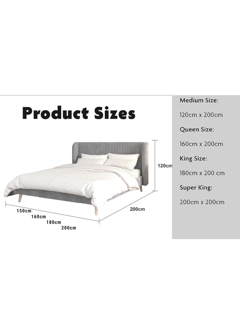 Karnak Anvi Velvet Fabric Upholstered Platform Bed Modern Grey King Size 180x200cm - Image 2