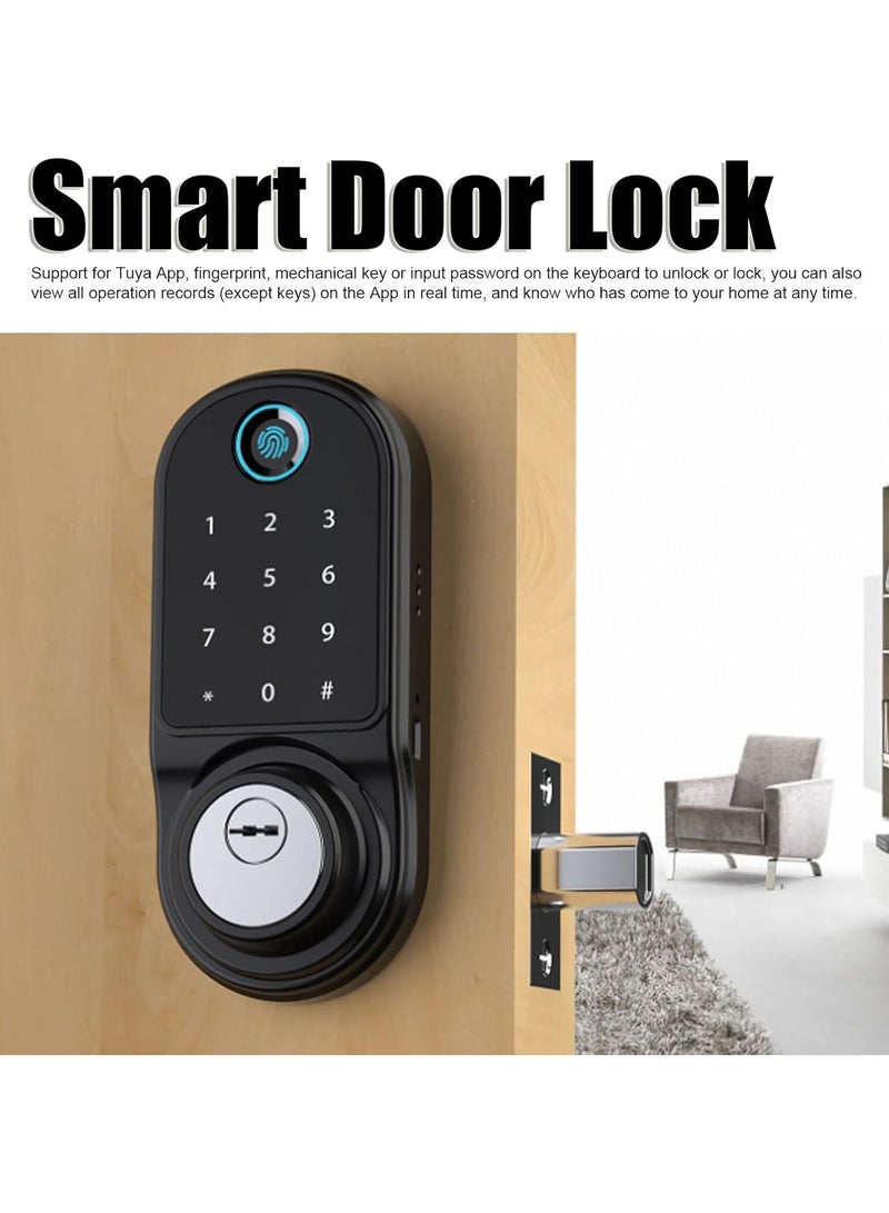 GGOOT Smart Door Lock, Biometric Fingerprint Door Lock, Touchscreen Password Deadbolt Lock, Fingerprint Password Key Unlock Function Type C Charging Port for Home Office Hotel Apartment - Image 2