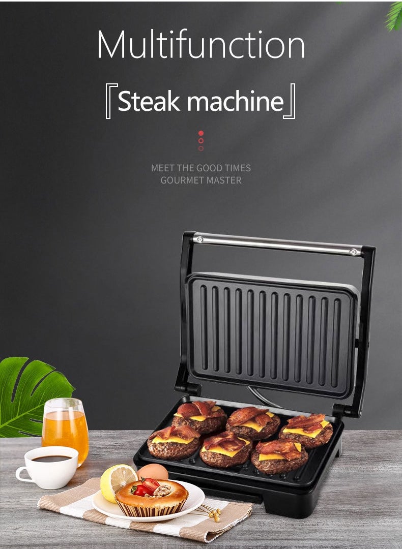 sokany - Non-Stick Grill, Panini/Sandwich Grill, Steak Machine, 850 Watts, for Grilled Meat, Sausages, Hamburgers, Bread Sandwich SK-223 Black - Image 1