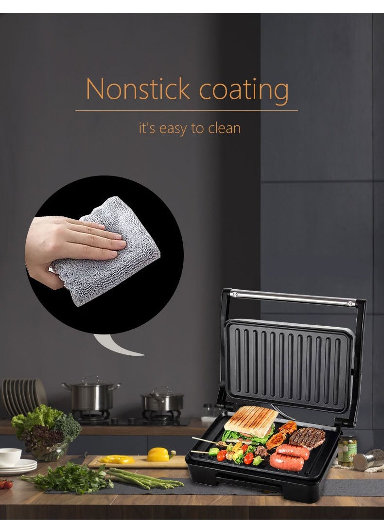sokany - Non-Stick Grill, Panini/Sandwich Grill, Steak Machine, 850 Watts, for Grilled Meat, Sausages, Hamburgers, Bread Sandwich SK-223 Black - Image 1
