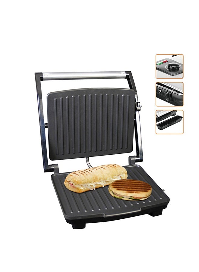sokany - Non-Stick Grill, Panini/Sandwich Grill, Steak Machine, 850 Watts, for Grilled Meat, Sausages, Hamburgers, Bread Sandwich SK-223 Black - Image 1