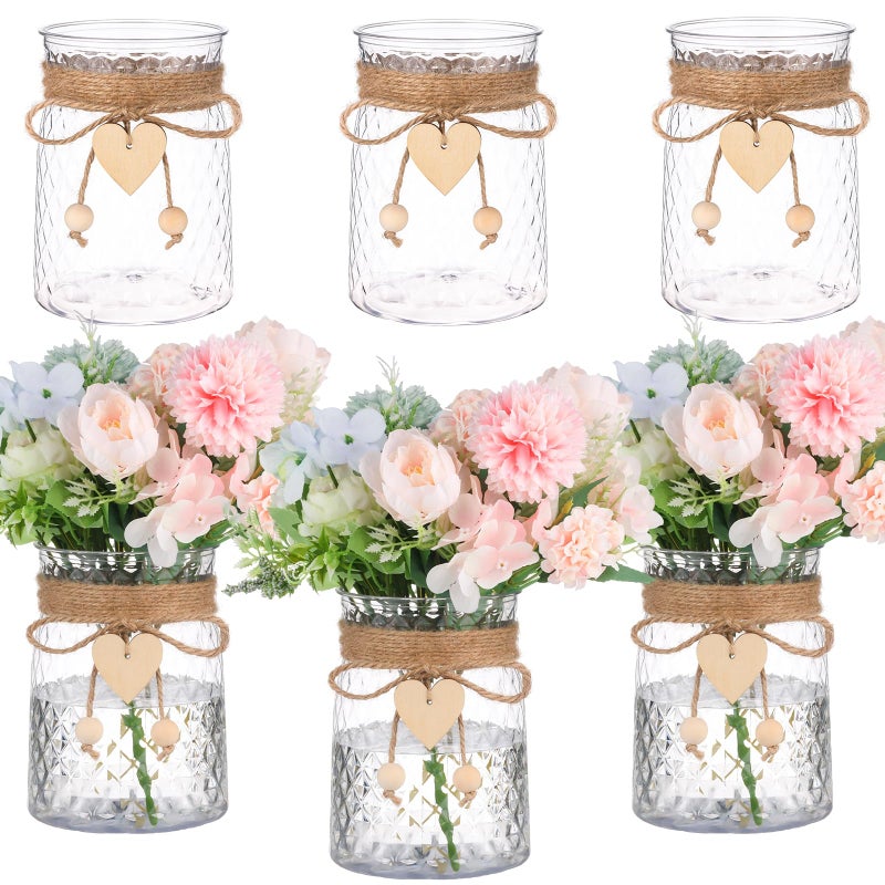AORSOR Bud Vase Set of 6 Vases for Centerpieces Plastic Small Flower Clear Bud Vases in Bulk Mini Ribbed Vases for Wedding Table Decorations Birthday Party Home Decor Housewarming Gift - Image 1