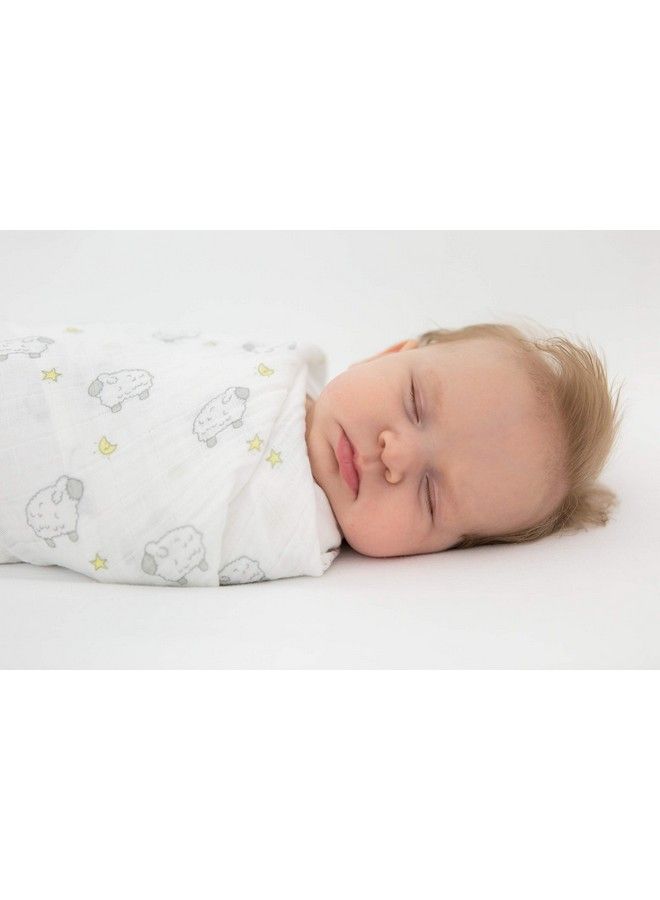 SwaddleDesigns Cotton Muslin Swaddle Blanket Receiving Blanket For Boys & Girls Best Shower Gift 46X46 Inches Little Lambs Sterling - Image 4