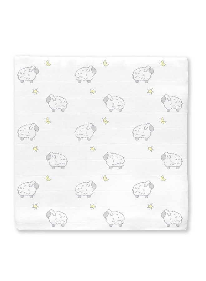 SwaddleDesigns Cotton Muslin Swaddle Blanket Receiving Blanket For Boys & Girls Best Shower Gift 46X46 Inches Little Lambs Sterling - Image 3