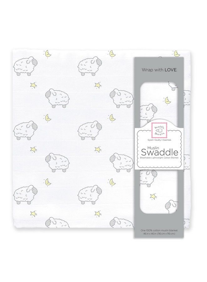 SwaddleDesigns Cotton Muslin Swaddle Blanket Receiving Blanket For Boys & Girls Best Shower Gift 46X46 Inches Little Lambs Sterling - Image 2