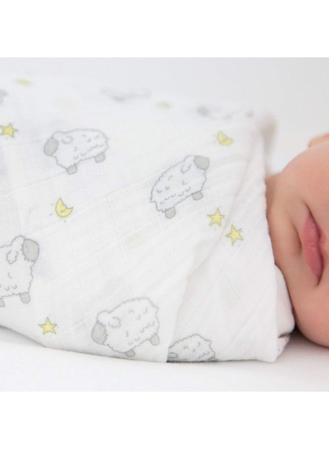 SwaddleDesigns Cotton Muslin Swaddle Blanket Receiving Blanket For Boys & Girls Best Shower Gift 46X46 Inches Little Lambs Sterling - Image 5