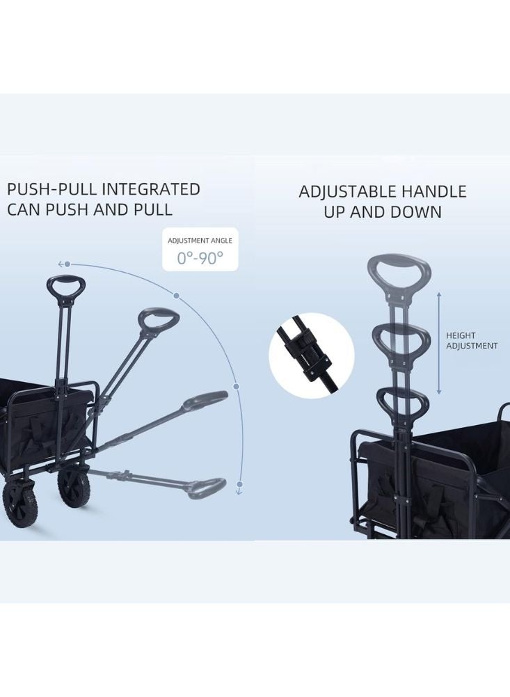 Premium Folding Utility Wagon Cart Medium 72x46.5x47 cm – Collapsible Heavy Duty Garden & Camping Trolley - Image 4