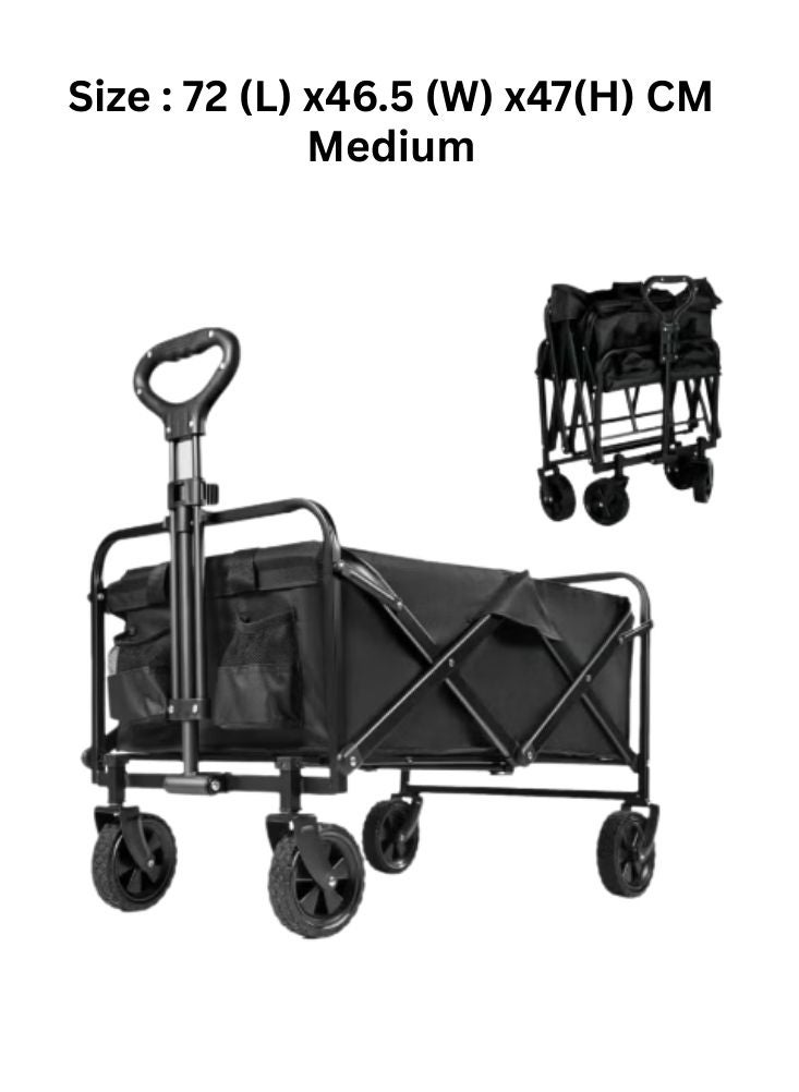 Premium Folding Utility Wagon Cart Medium 72x46.5x47 cm – Collapsible Heavy Duty Garden & Camping Trolley - Image 1