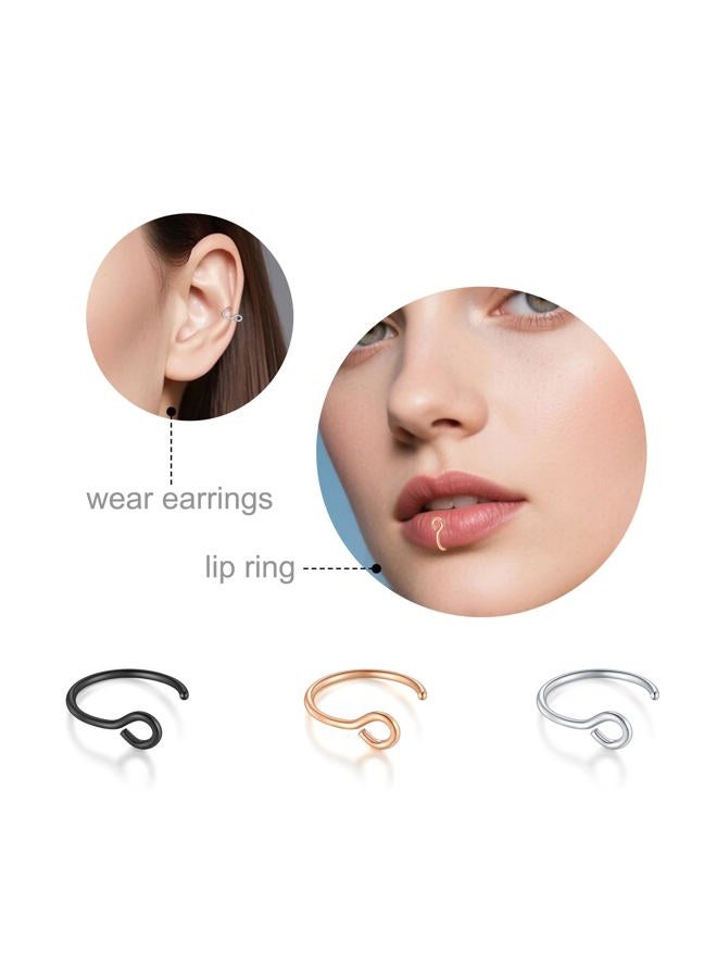 D.Bella 20G Fake Piercing Jewelry Hoop for Faux Lip Septum Nose Ring Set,8mm, 8mm, Metal, stainless-steel - Image 4