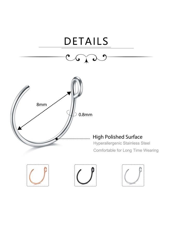 D.Bella 20G Fake Piercing Jewelry Hoop for Faux Lip Septum Nose Ring Set,8mm, 8mm, Metal, stainless-steel - Image 2