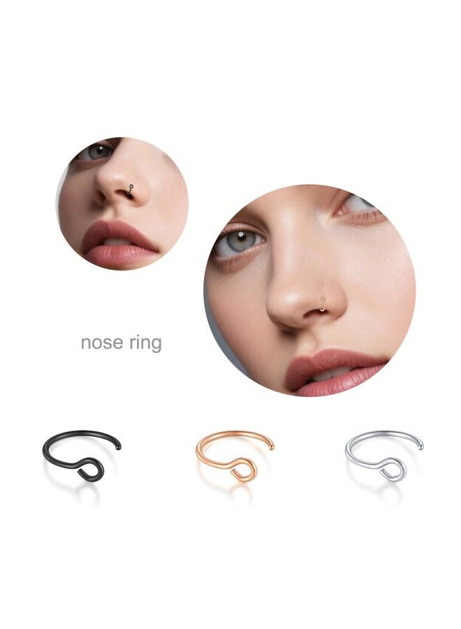D.Bella 20G Fake Piercing Jewelry Hoop for Faux Lip Septum Nose Ring Set,8mm, 8mm, Metal, stainless-steel - Image 3