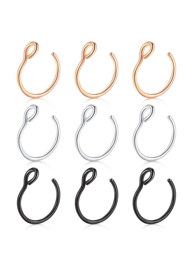 D.Bella 20G Fake Piercing Jewelry Hoop for Faux Lip Septum Nose Ring Set,8mm, 8mm, Metal, stainless-steel - Image 1