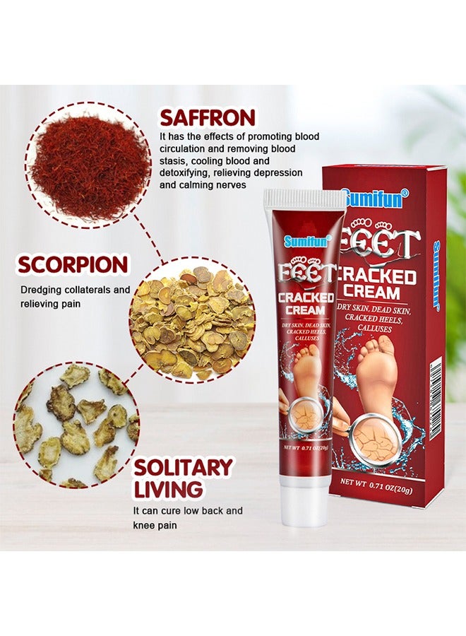 سوميفون كريم متصدع للقدمين ، كريم مرطب مضاد للتشقق للقدمين واليدين ، كريم مكثف لإصلاح القدم ، مرهم شفاء الجلد للكعب المتشقق والقدمين الجافة 20 جرام - Image 2