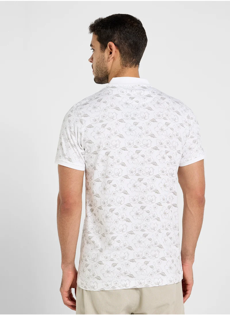 برايف سول Printed Short Sleeve Polo Shirt