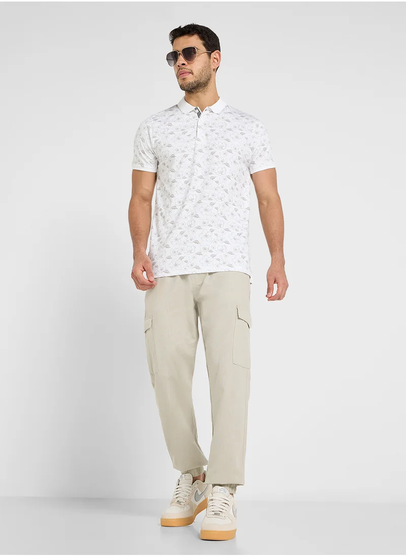 BRAVE SOUL Printed Short Sleeve Polo Shirt