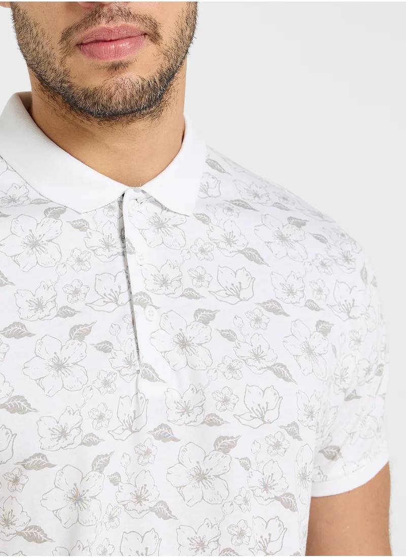 BRAVE SOUL Printed Short Sleeve Polo Shirt