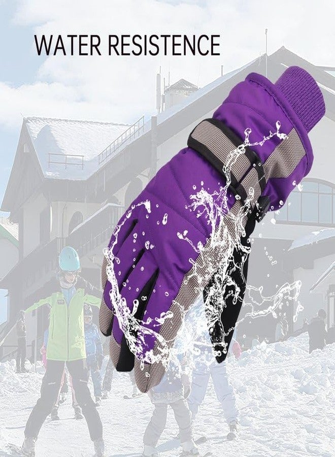 XTACER Kids Ski Snow Gloves Snowboard Winter Warm Cold Weather Gloves for Boys Girls Children (Deep Purple,10-12 Years) - Image 4