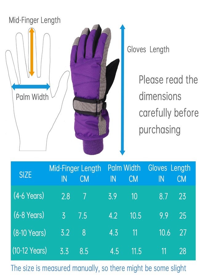 XTACER Kids Ski Snow Gloves Snowboard Winter Warm Cold Weather Gloves for Boys Girls Children (Deep Purple,10-12 Years) - Image 5