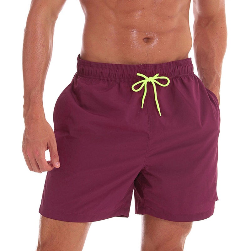 Swimsuit Bottom Quick Dry M Wine Red Breathable Water-Repellent Swim Trunks - Hidden Pockets Comfortable Mesh Lining for Swimming Surfing Beach Sports - Image 1